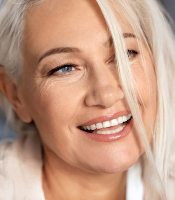 closeup of woman smiling 