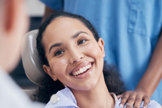 Patient in Brookland smiling with dentist