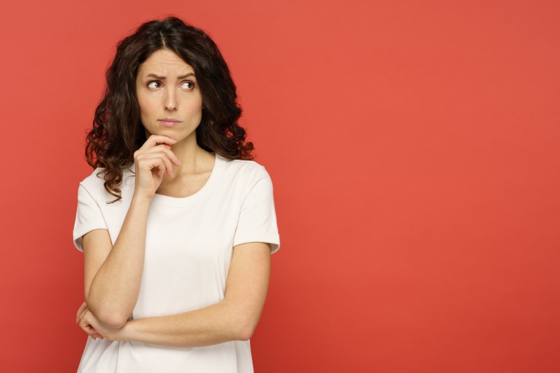 Woman with questioning expression.