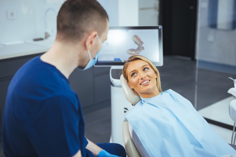 female patient preparing to receive a dental filling